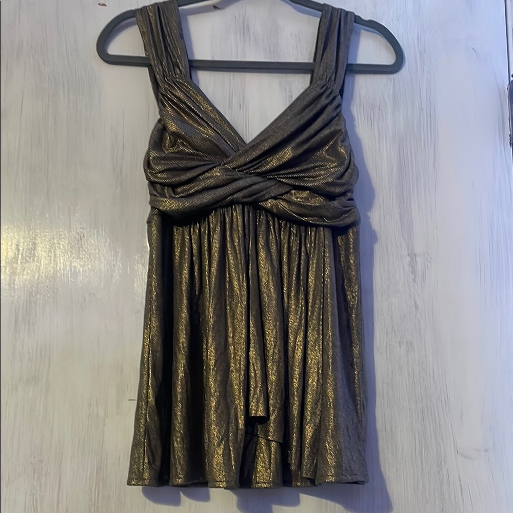 Express Metallic Gold Textured Dress